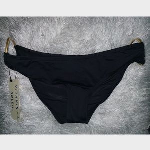 Black bikini bottoms with gold hoops
